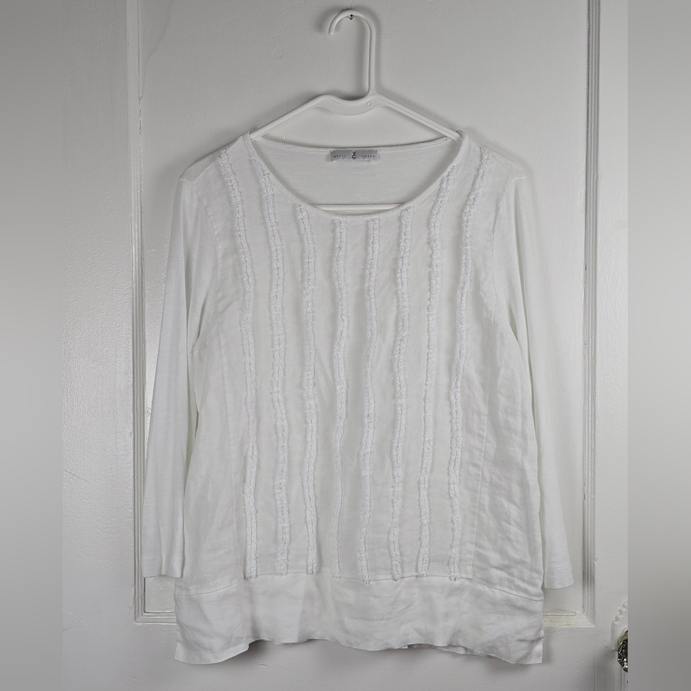 FINAL WHYCI White Linen Blend Top Size L